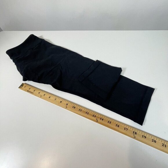 Lululemon Womens Yoga Workout Cropped Leggings Black 10 Logo Print Feather - Picture 8 of 8